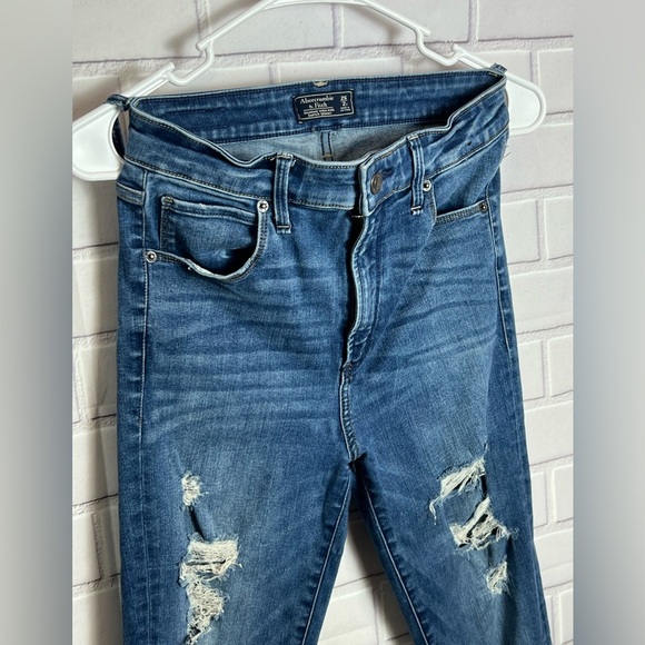 ABERCROMBIE & FITCH  Blue Distressed women’s high rise super skinny Jeans/sz 26 - Picture 7 of 11